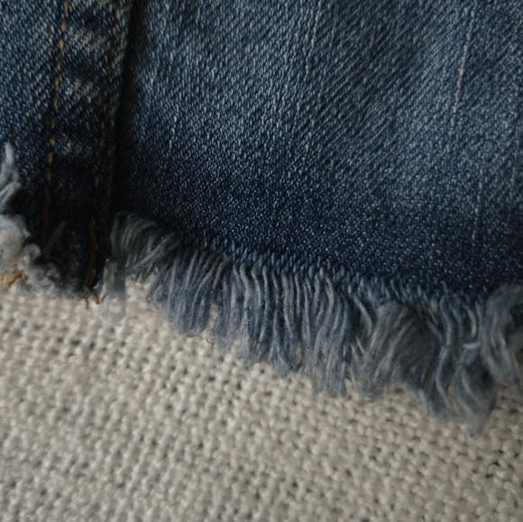 Women's Casual Frayed Hem Cropped Classic Washed Denim Jean Jacket Size XS Used - Picture 5 of 8